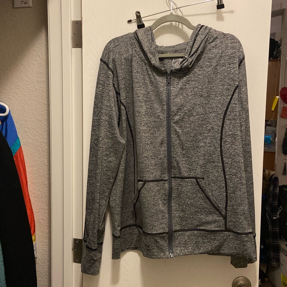 Grey Zip-up Hoodie with Thumb holes 3X